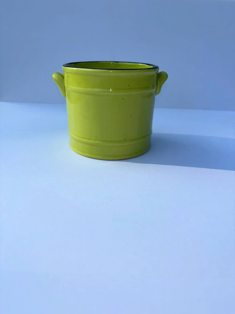 Vintage Style Le Jardinier Ceramic Planter Cachepot Lime Green - Picture 2 of 4